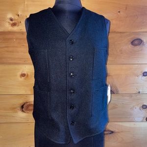 Johnson Woolen Mills black button front wool Vest